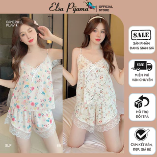 Bộ Ngủ Sexy Bộ Lụa 2 Dây Gợi Cảm Cao Cấp Mát Mềm Mịn ELSA PIJAMA