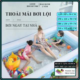 Bể bơi phao 3 tầng cao cấp cho bé kèm bơm điện, chất liệu cao su bền bỉ với đầy đủ kích thước, đáy chống trượt an toàn