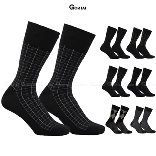 Hộp 7 đôi tất giày tây nam cổ cao tone màu đen GOMTAT mẫu MIX10, sợi cotton cao cấp thoáng khí - GOM-MIX10-CB7