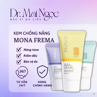 Kem Chống Nắng Mona Frema VÀNG AAL / XANH EG/ TÍM EP FACIAL GEL MẪU MỚI, Bảo vệ da, Che khuyết điểm da mụn- Dr.Mai Ngọc