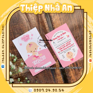 ♥️ Shop Uy Tín ♥️ COMBO 100 BỘ -Thiệp Mời Sinh Nhật - Thôi Nôi - Đầy Tháng BABY GIRL in nội dung hoàn chỉnh.