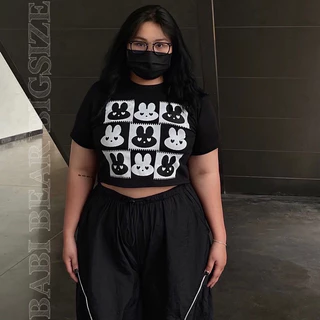 [BABIBEARBIGSZ] ÁO CROPTOP THỎ 🐇 CHẤT BOZIP BIGSIZE 60-90KG