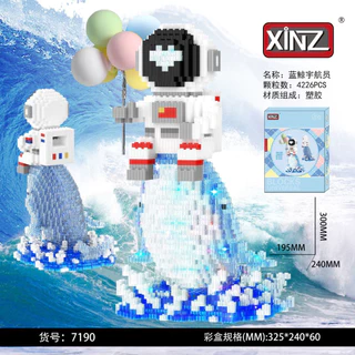 đồ chơi xếp hình bearbrick thỏ phi hành gia cưỡi cá heo cỡ lớn 25cm đồ chơi xếp hình trẻ em nanoblock Đồ chơi lắp ráp ch