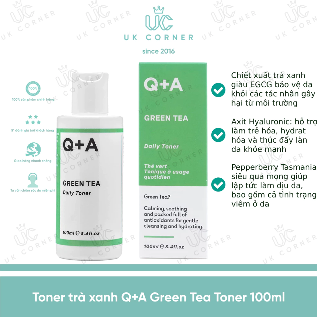 Toner trà xanh Q+A Green Tea Toner 100ml