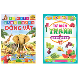 Sách - Combo 2 cuốn Từ Điển Tranh ( Động vật + Rau củ hoa quả) Song ngữ Anh Việt - ndbooks