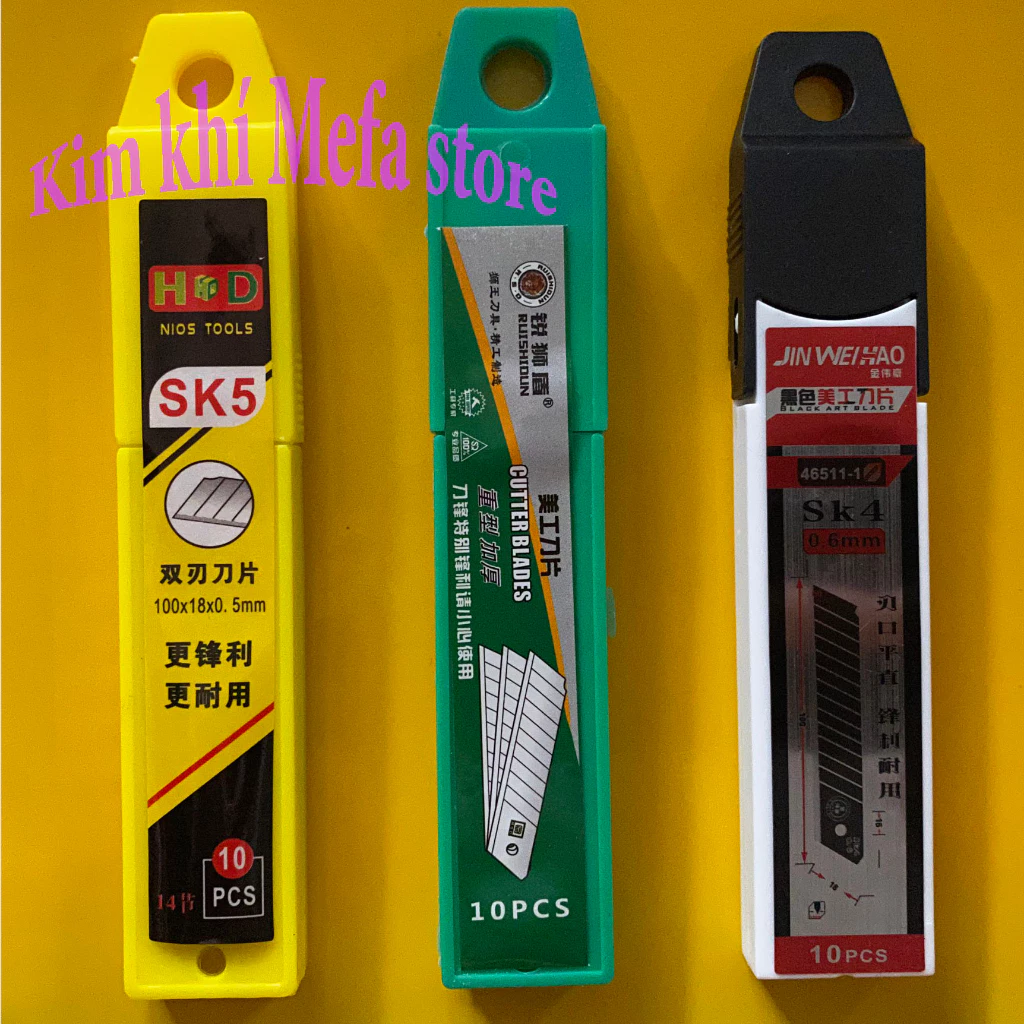 (Hộp 10 lưỡi) Lưỡi dao rọc giấy, lưỡi dao trổ giấy to dọc cắt giấy