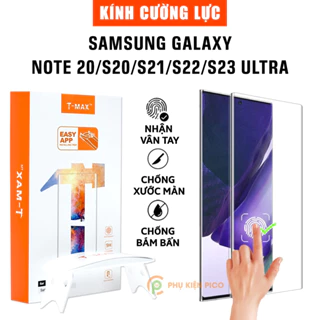 Kính cường lực Samsung Galaxy S23 Ultra / S22 Ultra / S21 Ultra / S20 Ultra full màn hình chính hãng T-Max đèn UV cỡ lớn