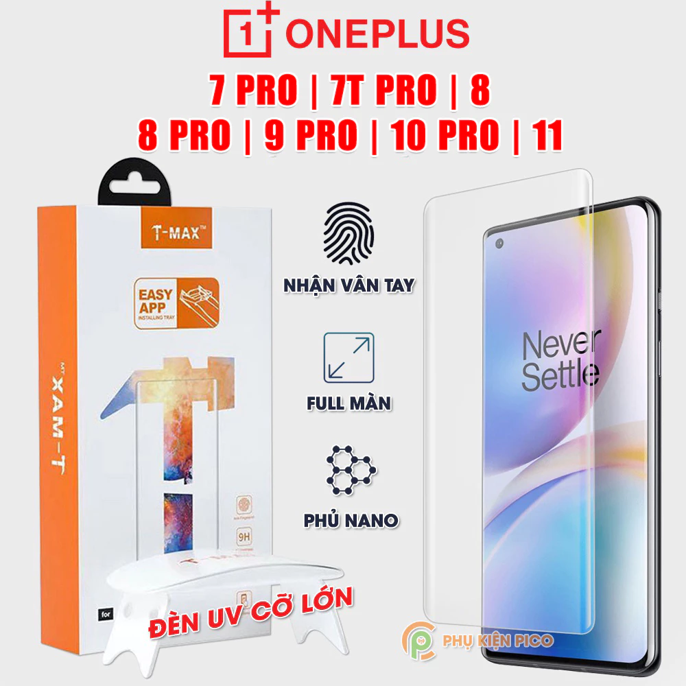 Cường lực Oneplus 8 Pro | Oneplus 9 Pro | Oneplus 10 Pro full màn hình đèn UV cỡ lớn T-Max - Dán màn hình Oneplus 11