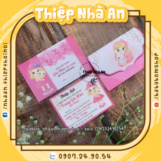 Thiệp Sinh Nhật - Thiệp Thôi Nôi - Thiệp Đầy Tháng 2152D in nội dung theo yêu cầu dành cho Bé Gái.