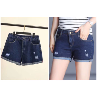 Quần shorts jean nữ co giãn, quần đùi nữ ôm co giãn lưng cao