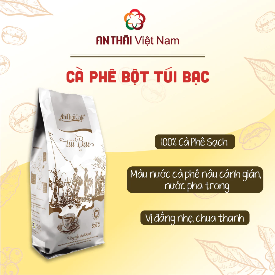 Cà Phê Bột AnTháiCafé Túi Bạc (500g) - Vị đắng nhẹ, chua thanh