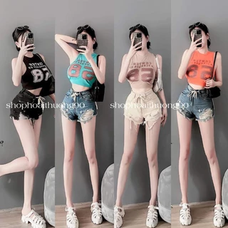 Áo 3 lỗ croptop in chữ cá tính ( tự chụp )