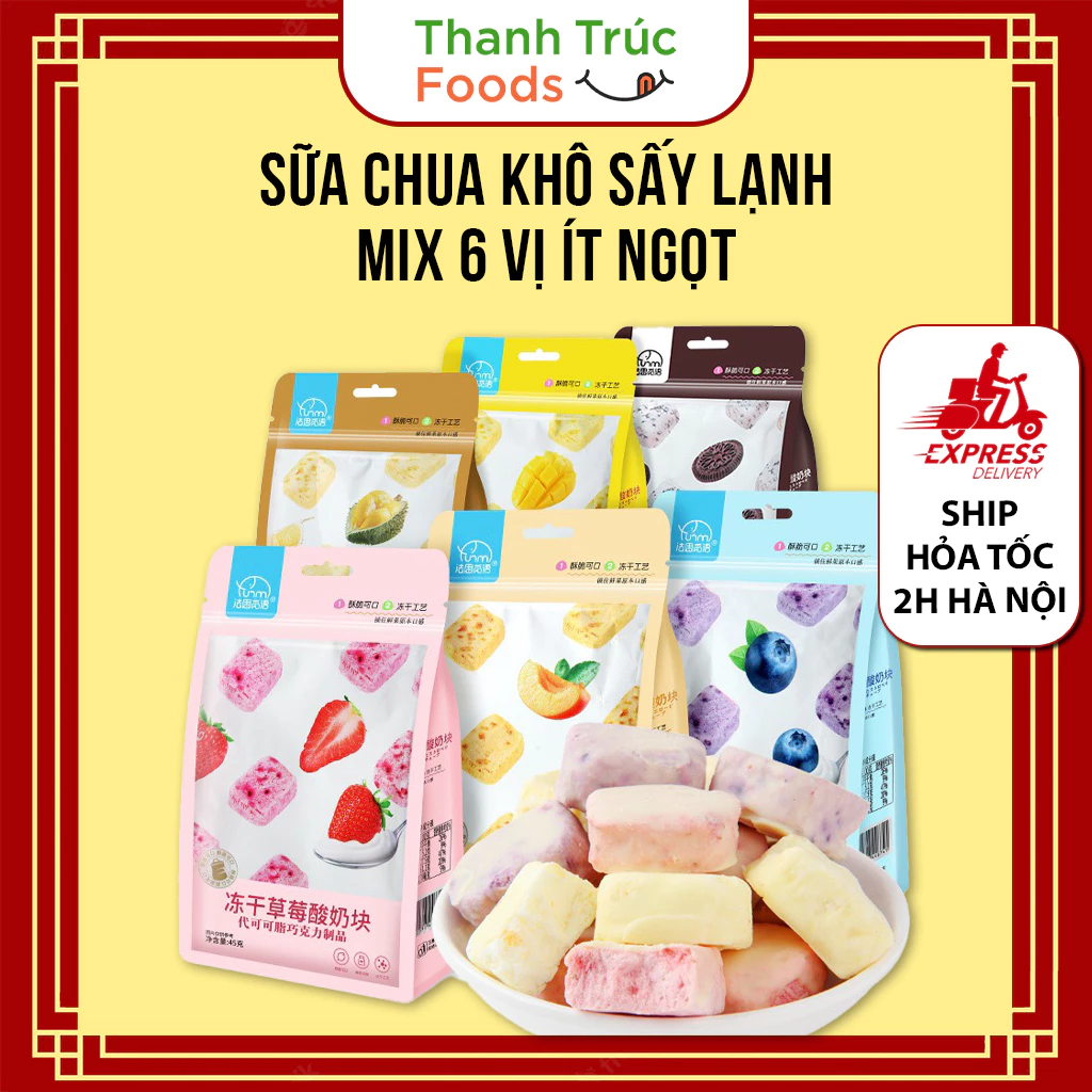 Sữa chua khô sấy lạnh trái cây 6 vị ít ngọt hàng nhập khẩu Thanh Trúc Foods