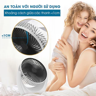 Quạt mini để bàn, quạt tích điện, quạt cầm tay chính hãng CWELL, động cơ không tiếng ồn, xoay 210 độ, pin khủng