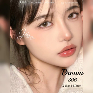 Kính áp tròng LUNA EYES 306 Brown Lens cận Jolly không giãn