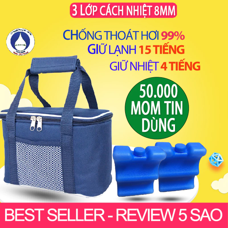 Túi trữ sữa đá khô Bigmom bảo quản lạnh 12 tiếng liên tục giữ nhiệt 3 tiếng 3 lớp cách nhiệt dày 8mm chống thoát hơi 99%