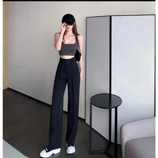 [Quần Tây Ống Suông Cạp Cao]Quần Vải Vitex Suông Rộng Mềm đẹp,Quần Culottes Nữ Hot Trend.