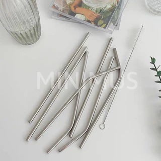 Ống hút inox thằng và cong,cọ rửa dài 21-26 cm phù hợp cho các loại bình 500ML đến 750ML