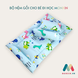 Bộ nệm gối cho bé trải nôi cũi_ nệm gối cho bé đi học mầm non chất vải cotton dày thoáng mát MONXIN size nệm 65x120 CM