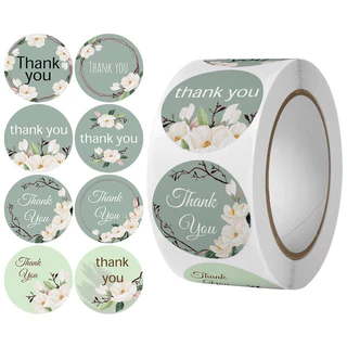 Cuộn 500 tem dán Sticker mix mẫu hoa khác nhau đường kính 2.5cm A18