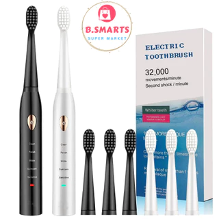 Bàn chải điện Electric Toothbrush 5 chế độ kèm 4 đầu chải tiện lợi, Bàn chải đánh răng điện đánh bóng làm trắng răng