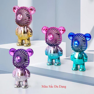 Quạt điện mini để bàn cầm tay, quạt gấu bearbrick được chọn màu, cổng sạc usb - Siêu dễ thương - Ship Toàn Quốc