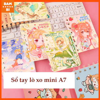 Sổ tay mini lò xo A7 160 trang, sổ ghi chép nhiều hình cute dễ thương