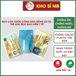 set 20 bọc căn cước có nắp đậy, vỏ bọc thẻ atm nhựa dẻo, trong suốt, bọc bảo hiểm y tế, giấy tờ xe kho sỉ mb