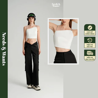 Áo 2 dây NEEDS&WANTS MS6803 áo 2 dây vai xích sang chảnh cá tính Ao croptop thiết kế độc đáo 2 màu