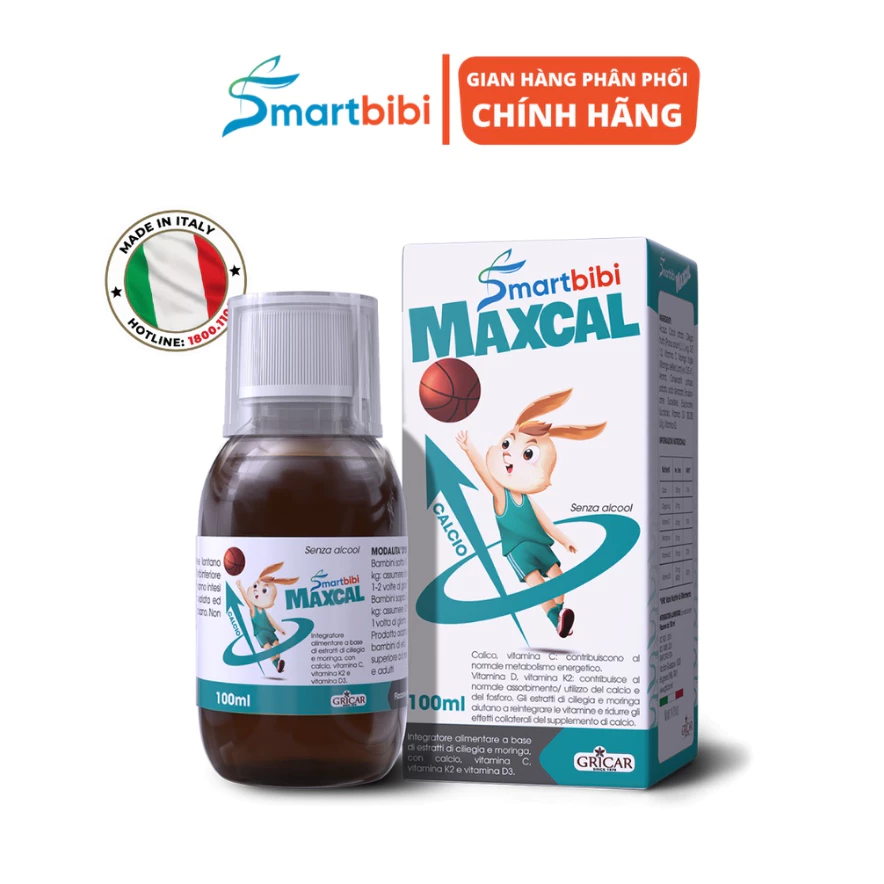 Maxcal Smartbibi - Bổ sung canxi hữu cơ, Vitamin D3 và K2 giúp bé phát triển chiều cao tối ưu. [NHẬP KHẨU ITALYA]