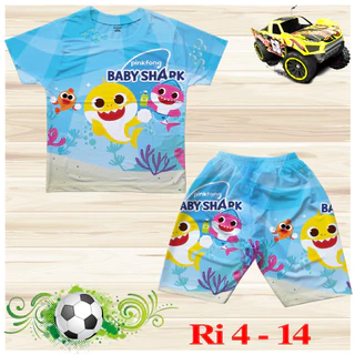 [FLASH SALE] Đồ bộ bé trai, bộ ba lỗ cho bé trai hình Cá baby shark bigsize 10-36KG chất thun lạnh Thái mát