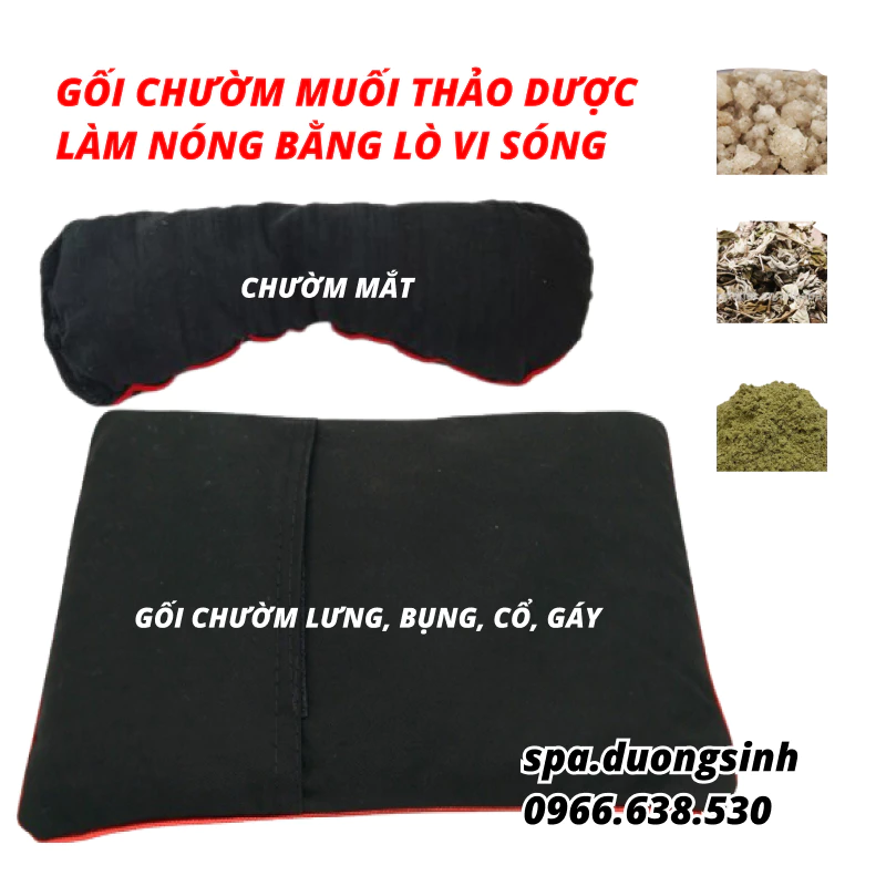 Gối Chườm Muối Thảo Dược, Túi Chườm Mắt Giảm Đau Mỏi Lưng Cổ Vai Bụng Kinh  Làm Nóng Bằng Lò Vi Sóng