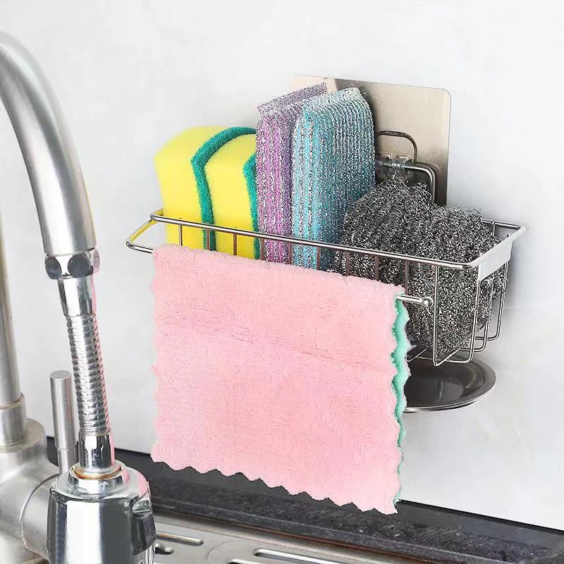 Kệ inox để đồ rửa chén bát dán tường có khay hứng nước cao cấp