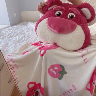 Gấu kèm chăn mền mặt lotso dâu các mẫu tròn( gia_dung_tien_ich_68)