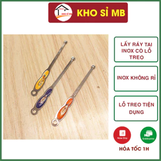 cây lấy ráy tai inox có lỗ treo, dụng cụ lấy/ngoáy ráy tai inox kho sỉ mb