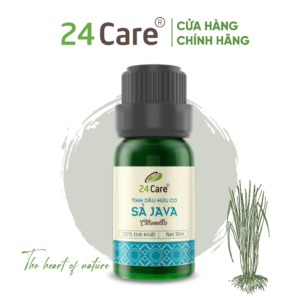 Tinh Dầu Sả Java 24Care 10ml/50ml/100ml/dạng tro 8ml - Tinh Dầu Xông Phòng, Khử Mùi, Đuổi Muỗi