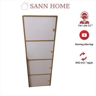 Kệ Sách Để Sàn 4 Ngăn 4 Cửa Gỗ MDF Lắp Ghép Tiện Ích