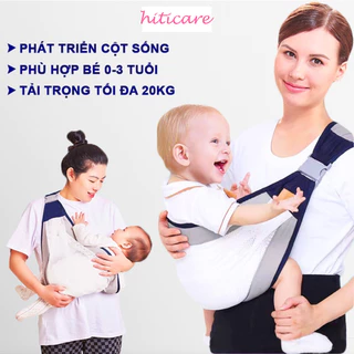 Địu đa năng đeo một vai, trợ lực 4 tư thế, vải lưới mềm mại, chống gù lưng, dễ sử dụng, phù hợp cho bé 0-3 tuổi.