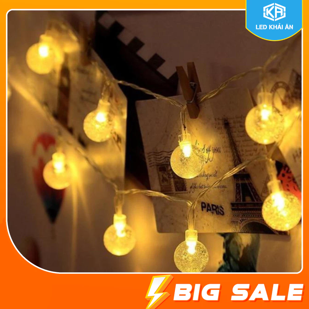 8M Dây Đèn Led Trang Trí Bi Bọt Nước Khải Ân, Đèn Led Nháy Cắm Điện, Trang Trí Nhà Cửa, Ngoài Trời