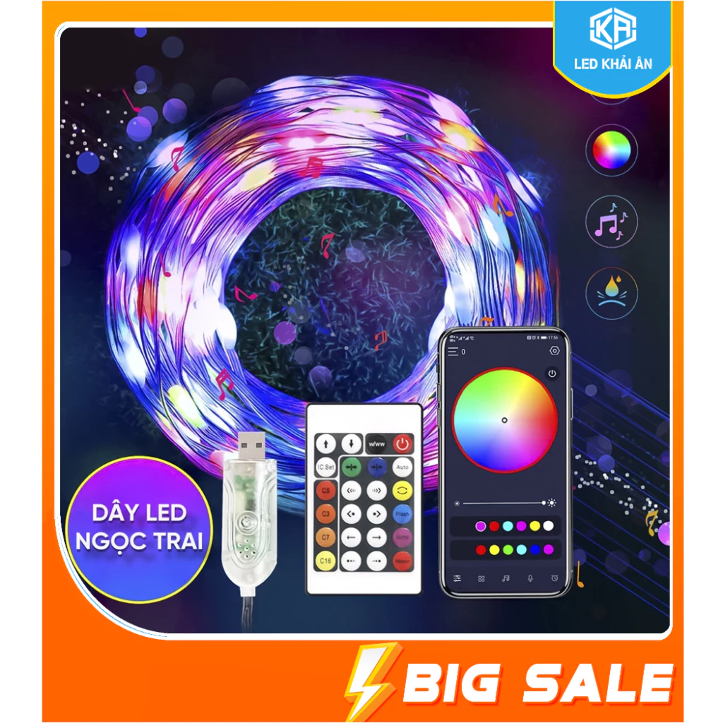 Dây Đèn LED ARGB Đổi Màu Hiệu Ứng Nháy Đuổi Có Thể Điều Khiển App, Có Cảm Ứng Âm Thanh
