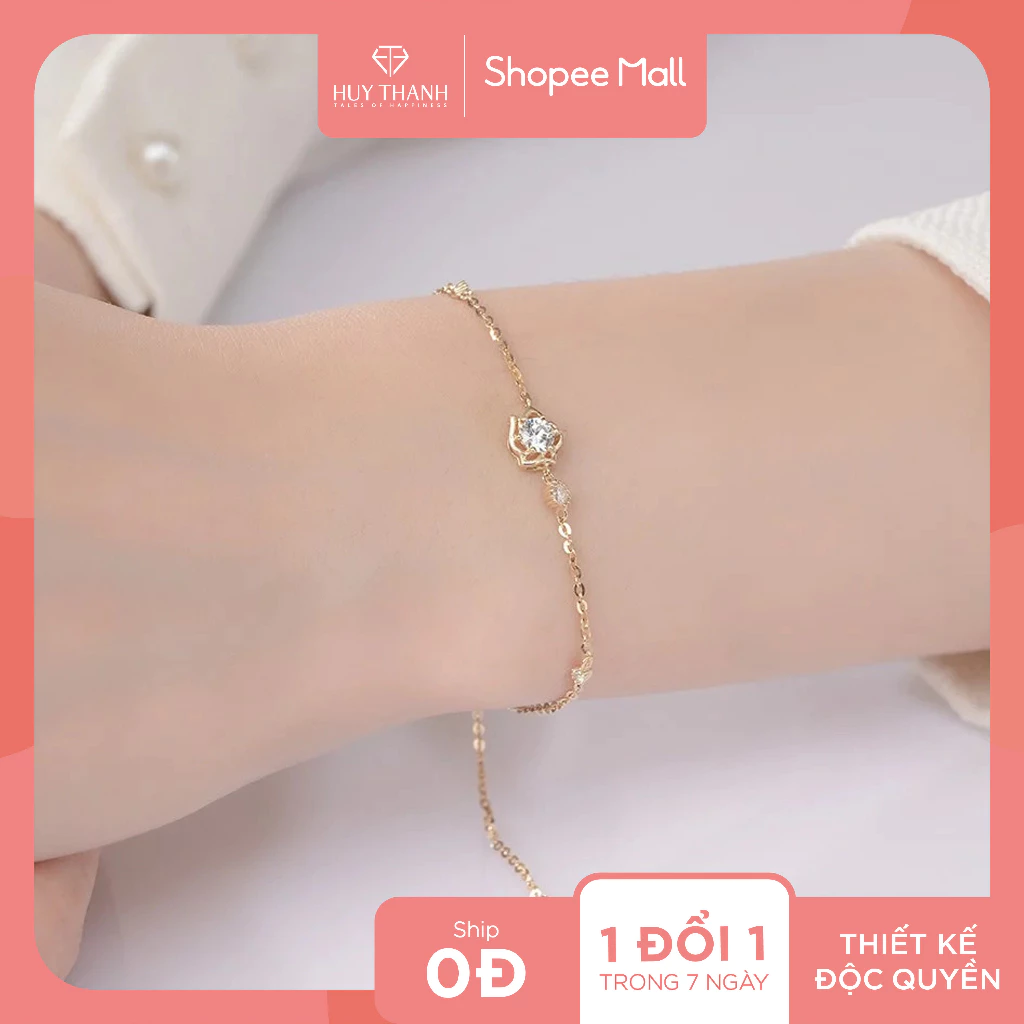 Lắc Tay Vàng Tây LLF180 Thiết Kế Họa Tiết Hình Hoa Đính Đá CZ Lấp Lánh Huy Thanh Jewelry