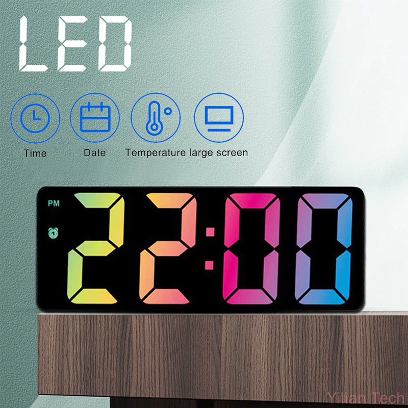 Đồng Hồ LED Để Bàn Báo Thức Hiển Thị Thời Gian Nhiệt Độ Cảm Biến Ánh Sáng Tự Động