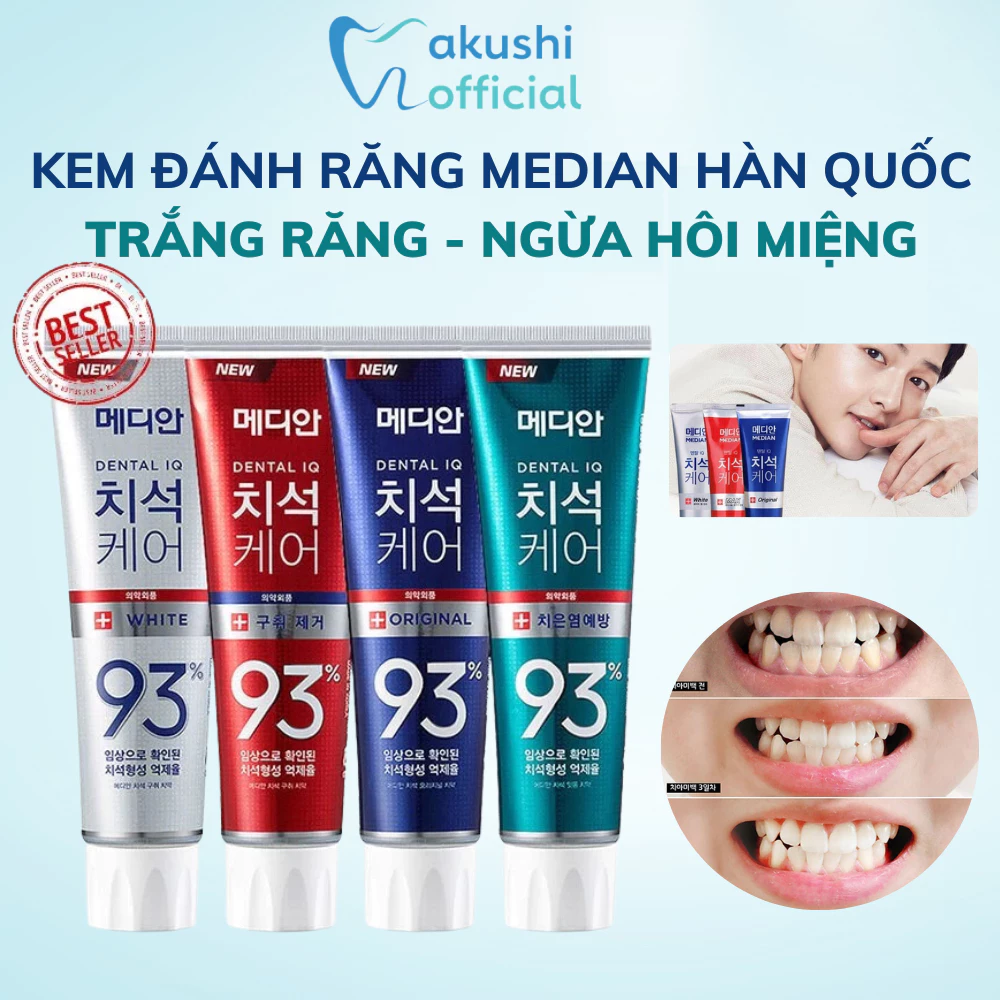 Kem đánh răng Hàn Quốc trắng răng MEDIAN DENTAL IQ 93% 120g sáng bóng