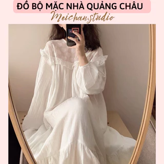 [ QCCC HÀNG LOẠI 1 - ẢNH THẬT ] VÁY NGỦ TIỂU THƯ Dáng Xuông XÔ MUSLIN Tay Phồng Hoạ Tiết Trái Tim Quảng Châu