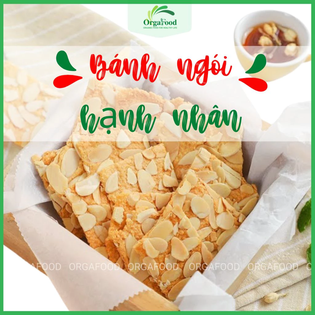 Bánh ngói hạnh nhân Orgafood siêu hạt, không đường ăn kiêng, giảm cân