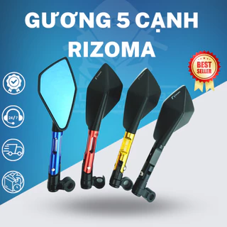 Gương 5 cạnh Rizoma nhôm CNC loại 1. Tặng kèm phụ kiện lục giác + ốc chân gương + nắp. (Giá 1 cái)