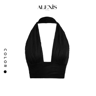 ALEXIS - ÁO CROPTOP ĐEN CỔ V - SILENE CROPTOP