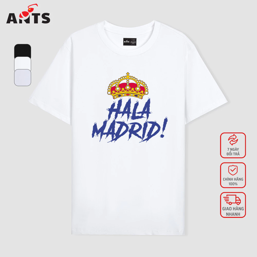 Áo thun thiết kế CLB Real Madrid, áo thun vải cotton 4 chiều co giãn thoáng mát, thấm hút mồ hôi, in sắc nét bền màu