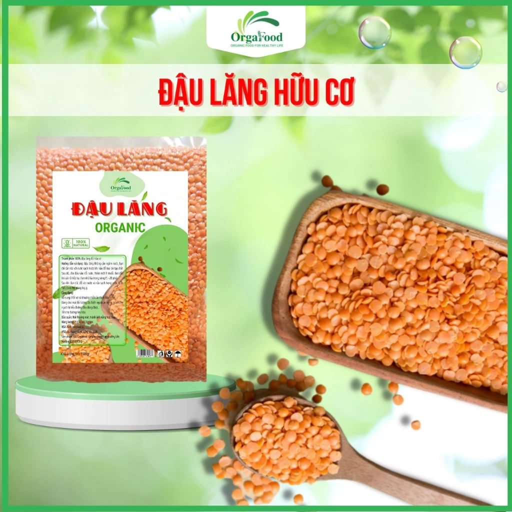 Đậu lăng đỏ hữu cơ 1kg cho bé ăn dặm, nấu cơm ngũ cốc ăn kiêng, eatclean, healthy