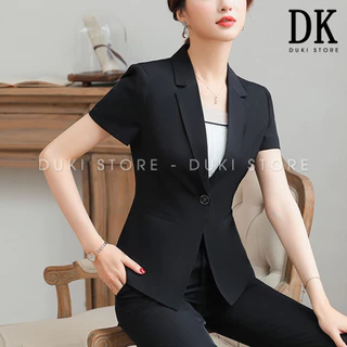 Bộ vest nữ công sở 1 cúc màu đen ngăn tay đẹp DKU0023 - DUKI STORE